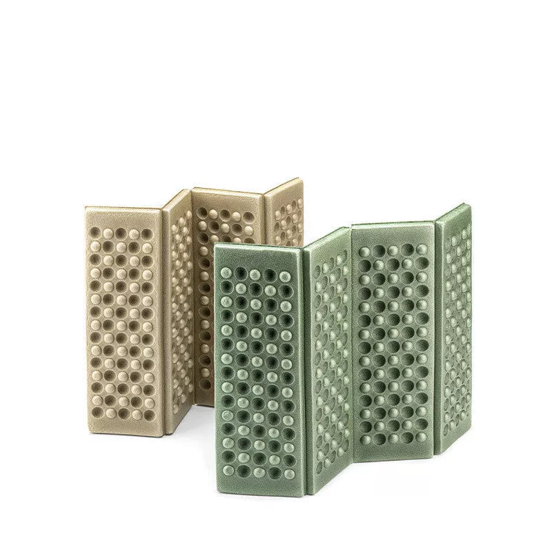 Folding moisture-proof camping mat in army green and khaki, perfect for outdoor use