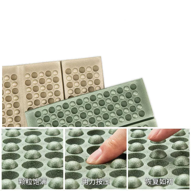 Folding moisture-proof camping mat in army green and khaki, perfect for outdoor use