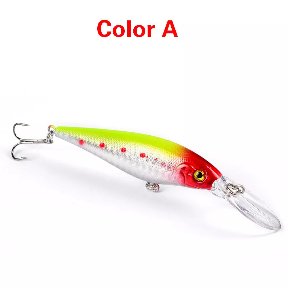 10 style minnow fishing lures with 3D eyes for ocean, river, lake, and pond fishing