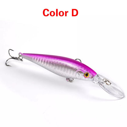 10 style minnow fishing lures with 3D eyes for ocean, river, lake, and pond fishing