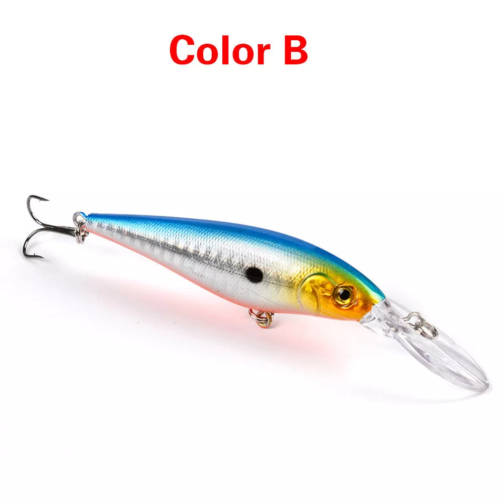 10 style minnow fishing lures with 3D eyes for ocean, river, lake, and pond fishing
