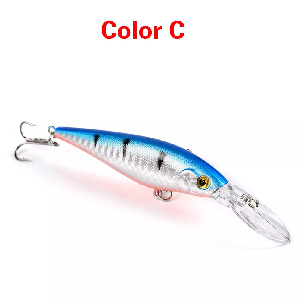 10 style minnow fishing lures with 3D eyes for ocean, river, lake, and pond fishing