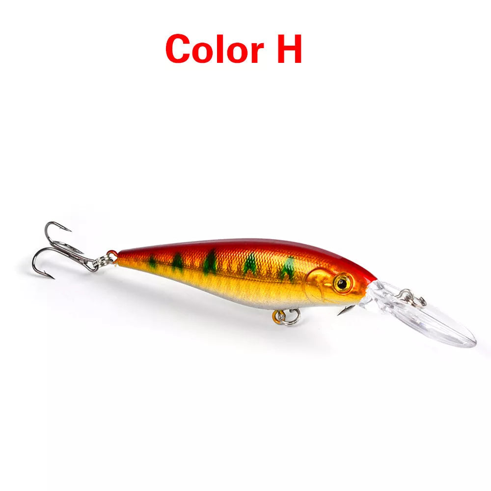 10 style minnow fishing lures with 3D eyes for ocean, river, lake, and pond fishing