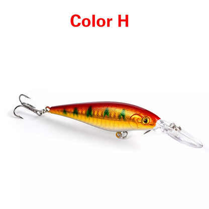 10 style minnow fishing lures with 3D eyes for ocean, river, lake, and pond fishing