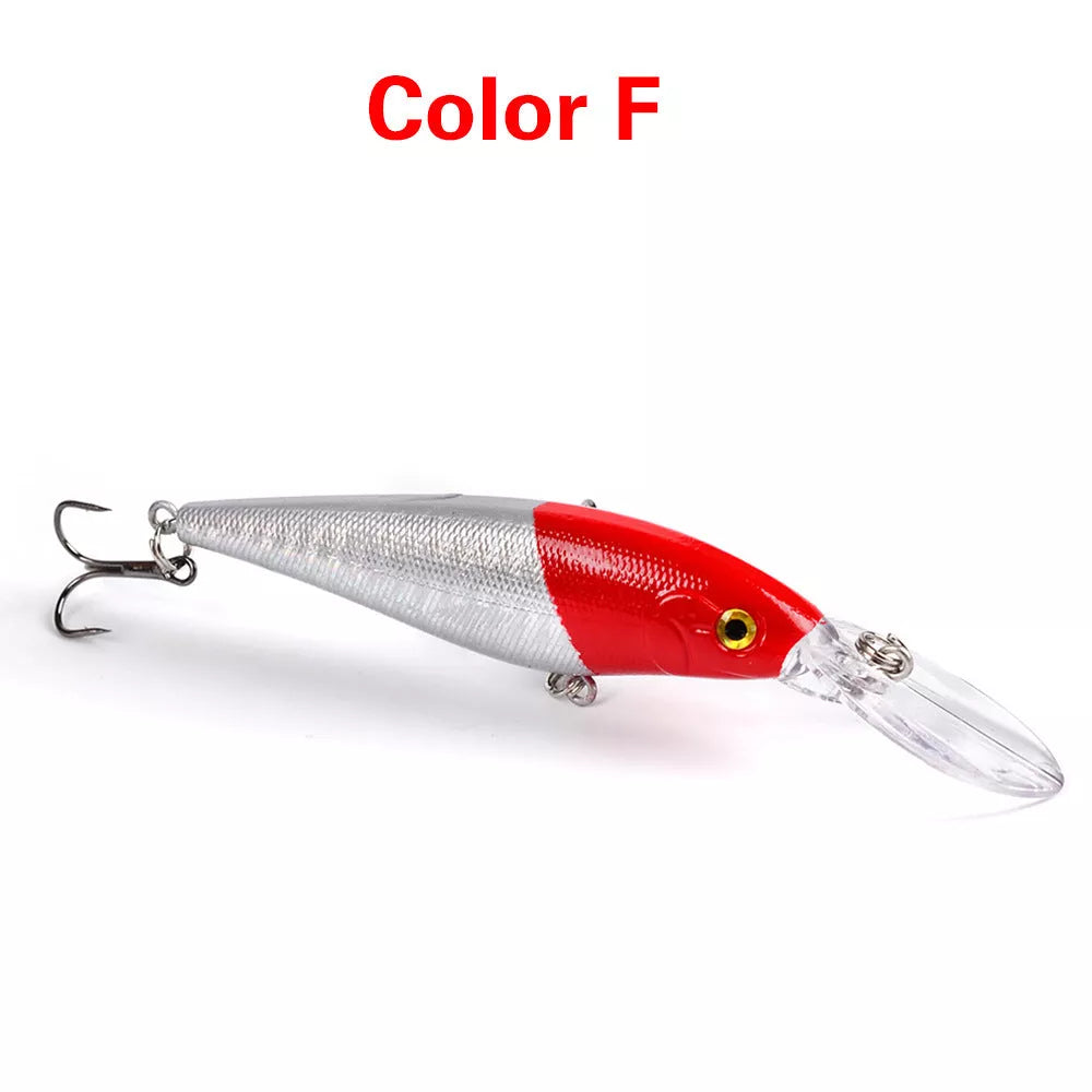 10 style minnow fishing lures with 3D eyes for ocean, river, lake, and pond fishing