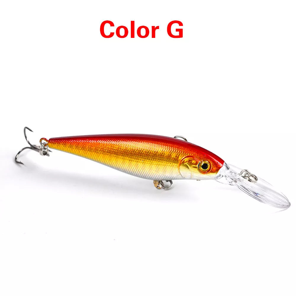 10 style minnow fishing lures with 3D eyes for ocean, river, lake, and pond fishing