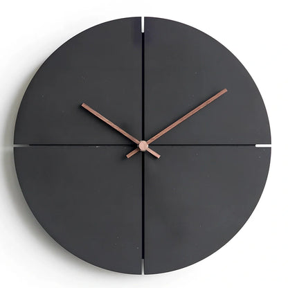 Wooden wall clock with quartz movement measuring 60cm wide in black finish