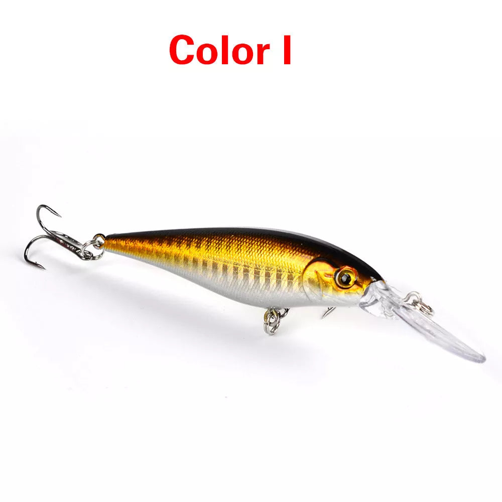 10 style minnow fishing lures with 3D eyes for ocean, river, lake, and pond fishing