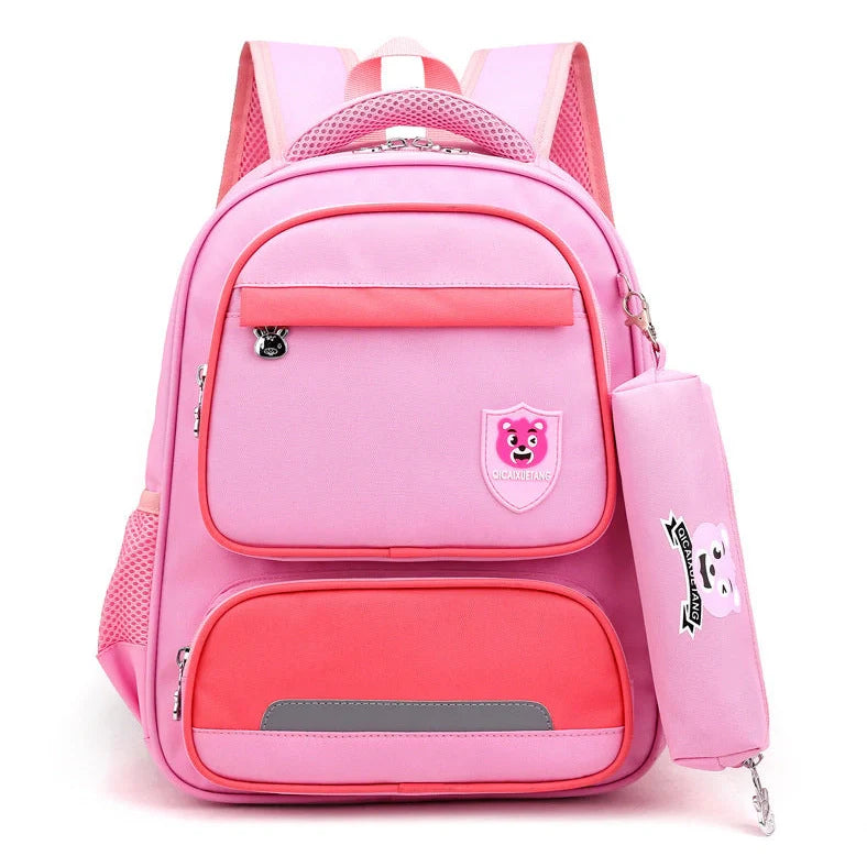 Blue Korean-style school backpack with computer pocket and waterproof Oxford cloth for primary school children