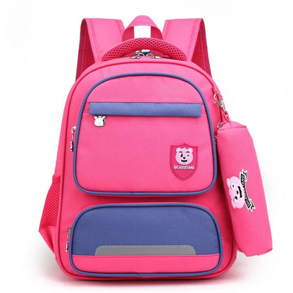 Blue Korean-style school backpack with computer pocket and waterproof Oxford cloth for primary school children