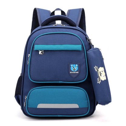 Blue Korean-style school backpack with computer pocket and waterproof Oxford cloth for primary school children