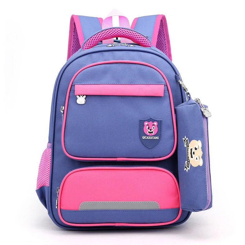 Blue Korean-style school backpack with computer pocket and waterproof Oxford cloth for primary school children