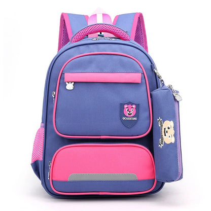 Blue Korean-style school backpack with computer pocket and waterproof Oxford cloth for primary school children