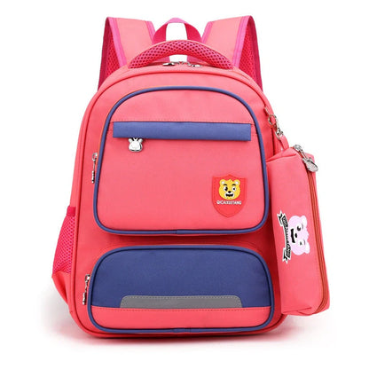 Blue Korean-style school backpack with computer pocket and waterproof Oxford cloth for primary school children