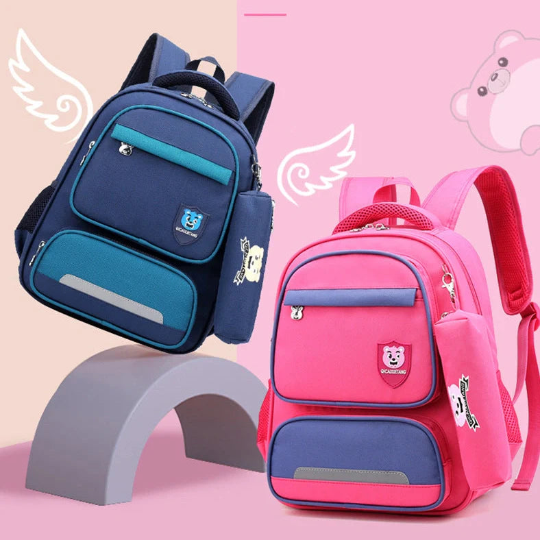 Blue Korean-style school backpack with computer pocket and waterproof Oxford cloth for primary school children