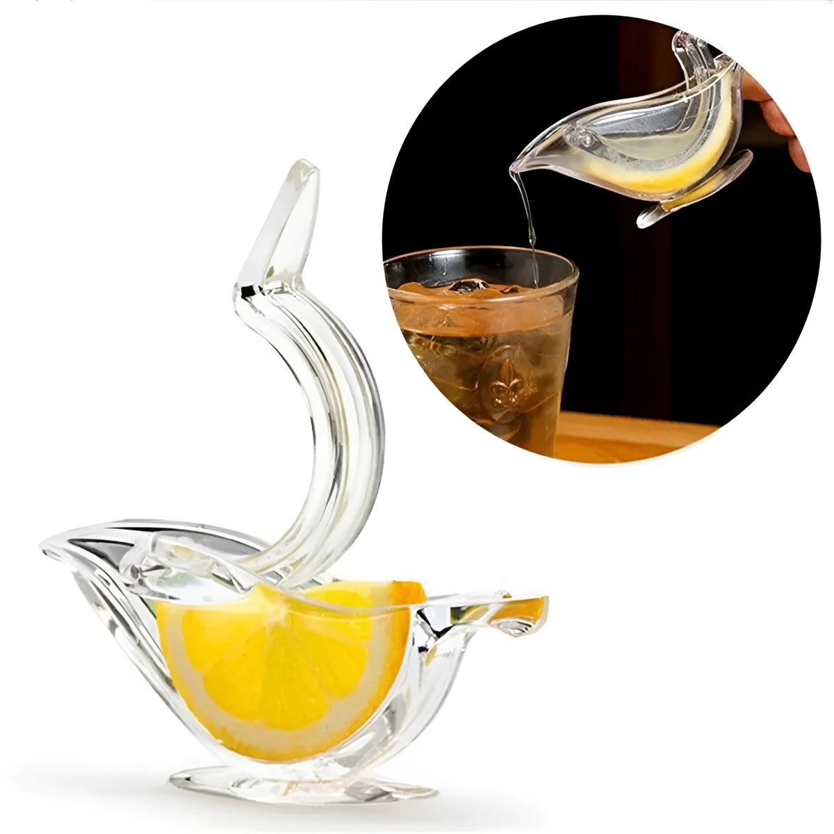 Transparent acrylic bird-shaped manual lemon juicer for squeezing lemon slices