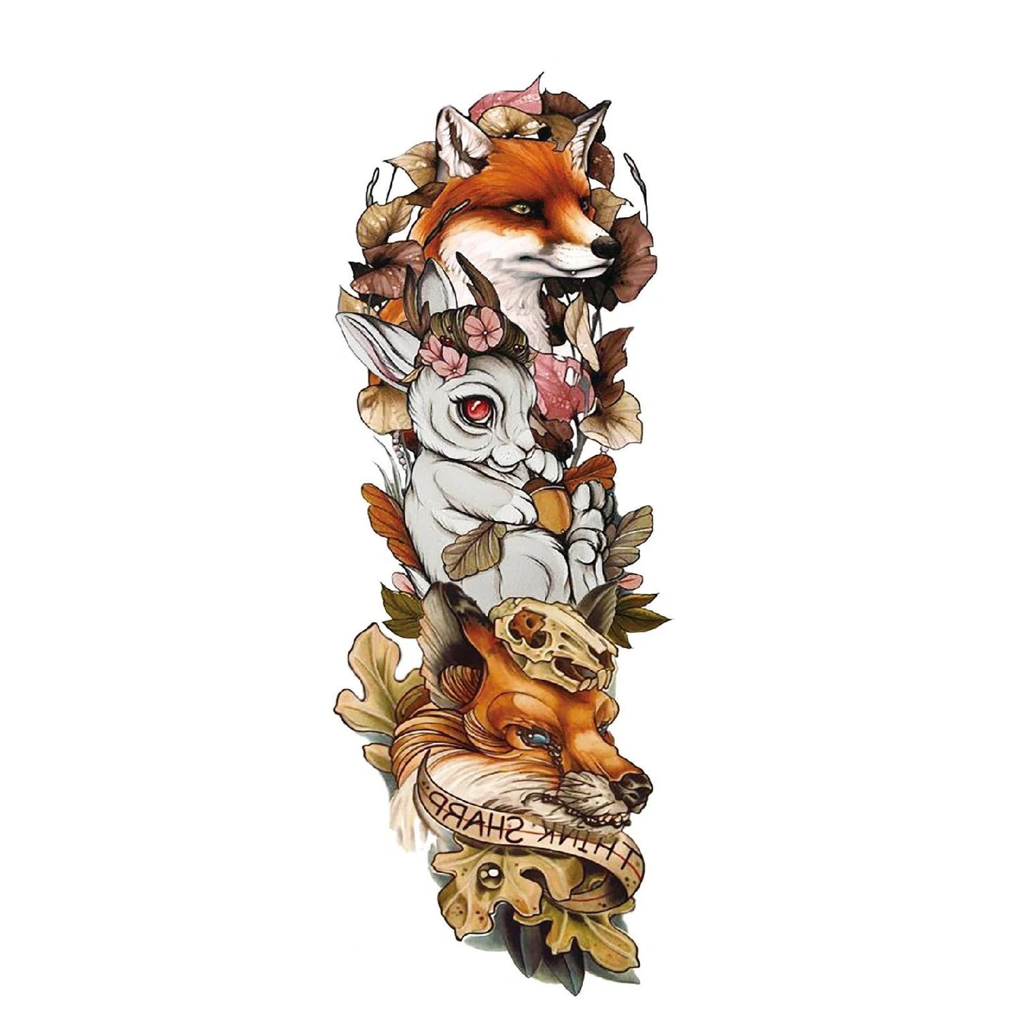 Large arm sleeve temporary tattoo sticker featuring angel wings and pigeon Jesus design