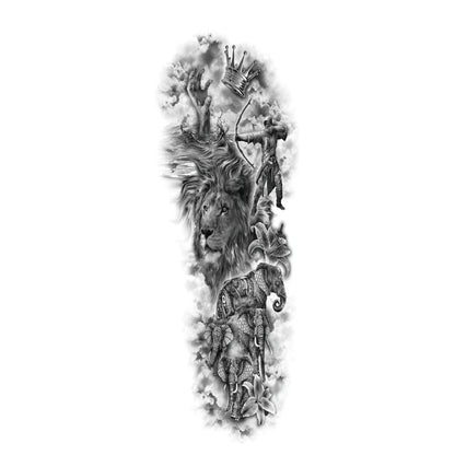 Large arm sleeve temporary tattoo sticker featuring angel wings and pigeon Jesus design