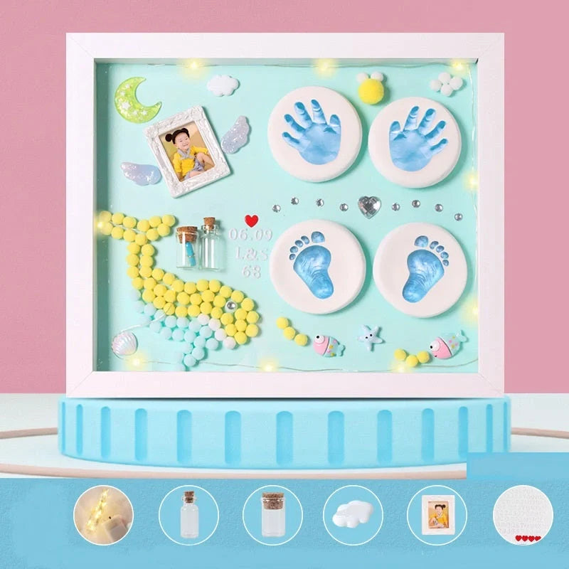 DIY Baby Hand and Foot Print Clay Frame with Metal Accents for preserving memories