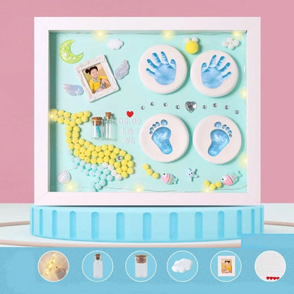 DIY Baby Hand and Foot Print Clay Frame with Metal Accents for preserving memories