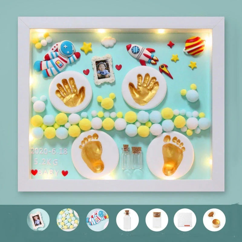 DIY Baby Hand and Foot Print Clay Frame with Metal Accents for preserving memories