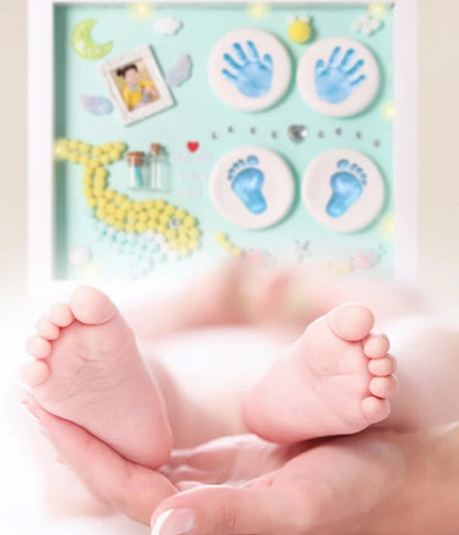 DIY Baby Hand and Foot Print Clay Frame with Metal Accents for preserving memories
