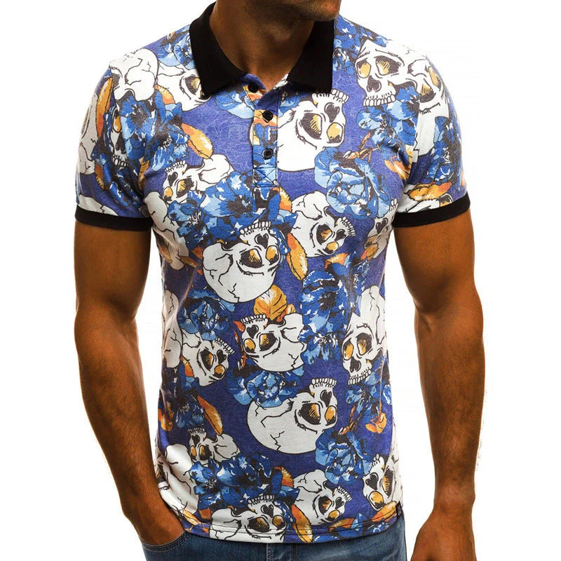 Men's slim fit polo shirt with 3D printing and quick-dry fabric in various colors