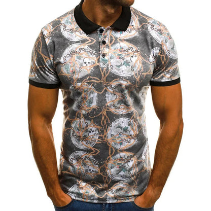 Men's slim fit polo shirt with 3D printing and quick-dry fabric in various colors