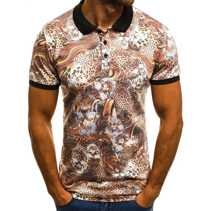 Men's slim fit polo shirt with 3D printing and quick-dry fabric in various colors