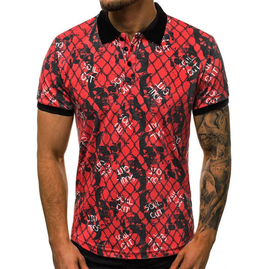 Men's slim fit polo shirt with 3D printing and quick-dry fabric in various colors