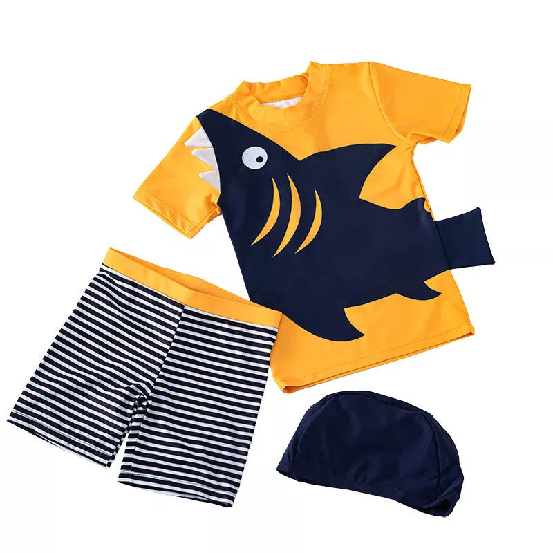 Big mouth fish split boys' quick-drying swimwear for beach and pool