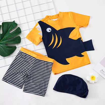 Big mouth fish split boys' quick-drying swimwear for beach and pool