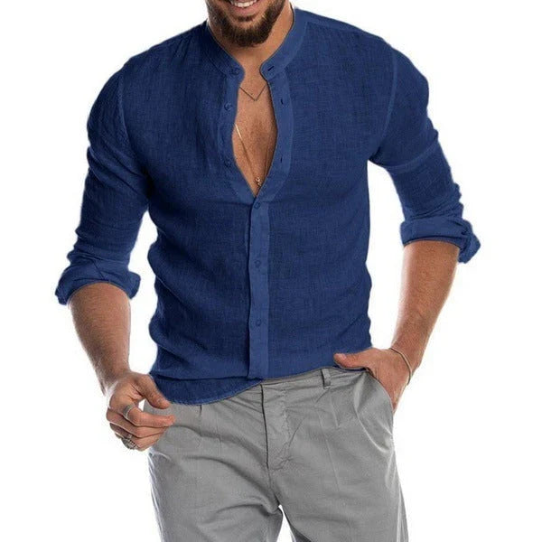 Stylish and comfortable men's linen shirt in a variety of classic colors and sizes