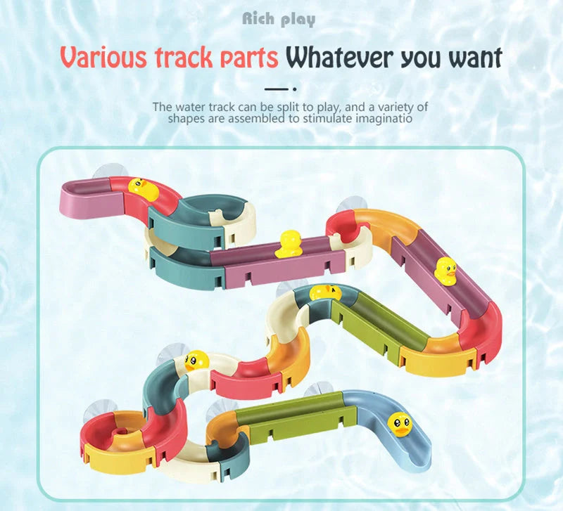 DIY Baby Bath Toys with Suction Cup Marble Race Track for kids' bath time fun