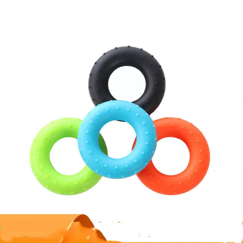 Silicone Bump Grip Ring for exercise and fitness, available in black, blue, orange, and green