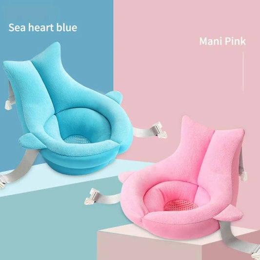 Sea heart blue baby bath net with rack suspension system for newborn bathing