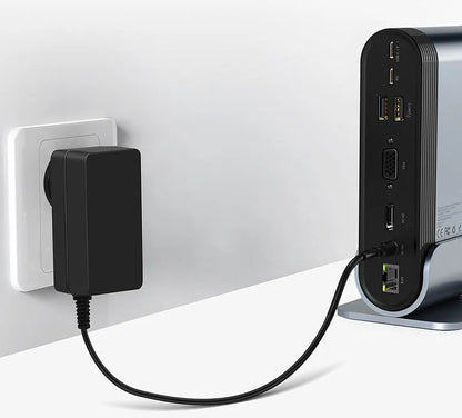 Deep space grey 16-in-1 Type-C docking station with multiple interfaces and external power supply