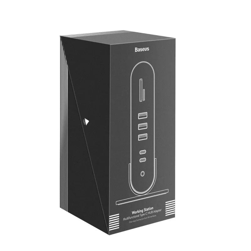 Workstation Multi-Function Type-C Hub Splitter 16-in-1 Docking Station with External Power Supply: Expand Connectivity with 16 Interfaces Including 1000Mbps Ethernet for High-Speed Data Transfer