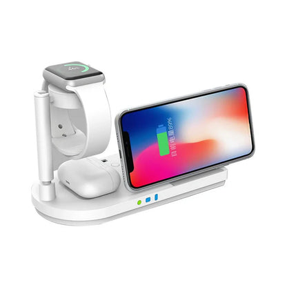 Multi-function wireless charger dock for Apple devices with adjustable stand and built-in light