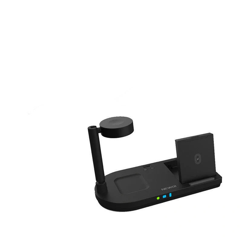 Multi-function wireless charger dock for Apple devices with adjustable stand and built-in light