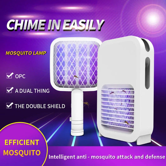 2-in-1 LED mosquito killer lamp and racket with USB charging
