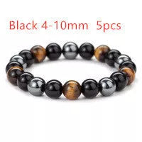 Hand-woven Tiger Eye Stone Bracelet in natural stone, sizes 8mm and 10mm