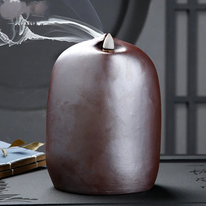 Ceramic Guanyin sitting lotus back flow incense burner for Buddha altar