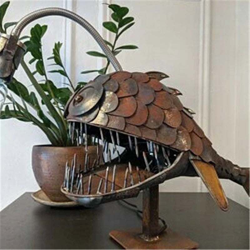 Anglerfish Lamp Floor-standing Retro Art Table Lamp with flexible head and rustic finish