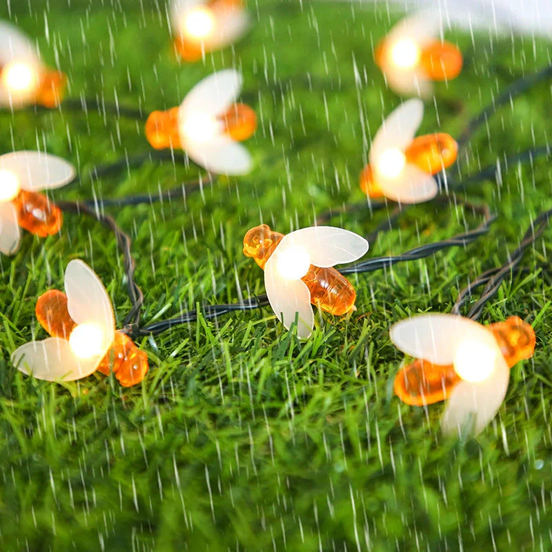 Solar-powered LED string lights for outdoor holiday decoration, waterproof and energy-efficient