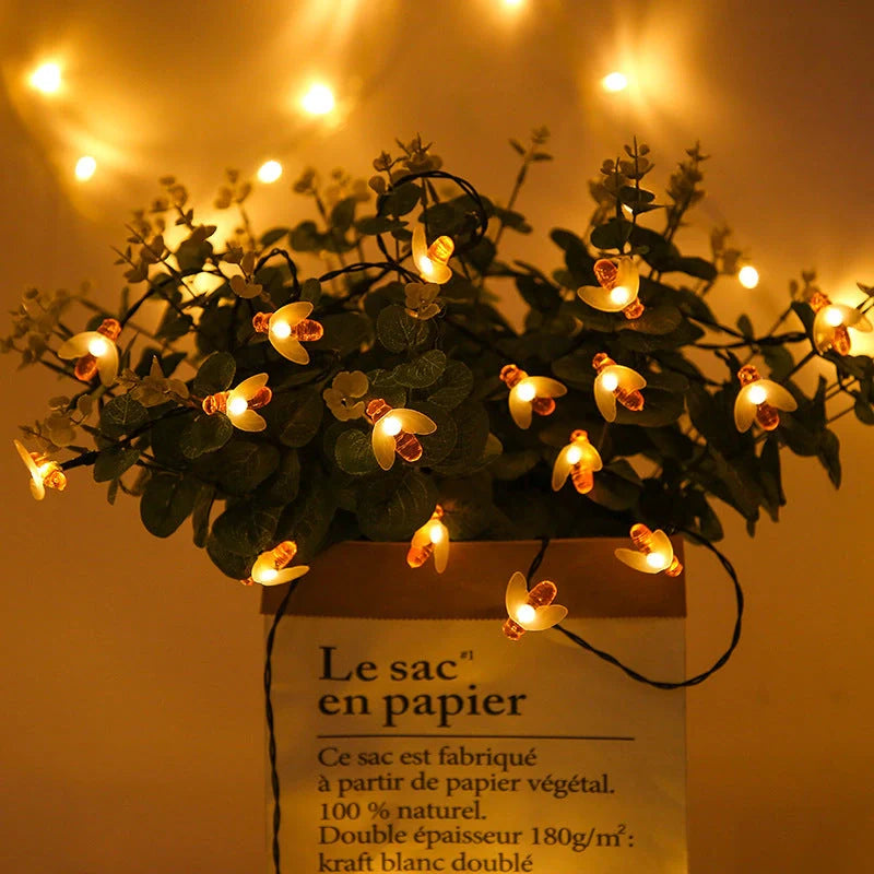 Solar-powered LED string lights for outdoor holiday decoration, waterproof and energy-efficient