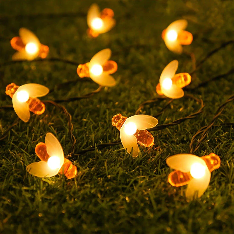 Solar-powered LED string lights for outdoor holiday decoration, waterproof and energy-efficient