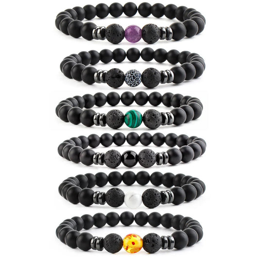 8mm Seven Chakra Yoga Beaded Bracelet in various colors with elastic rope