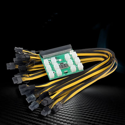 Server power conversion board with twelve 50 cm long 8-pin graphics card power cables attached