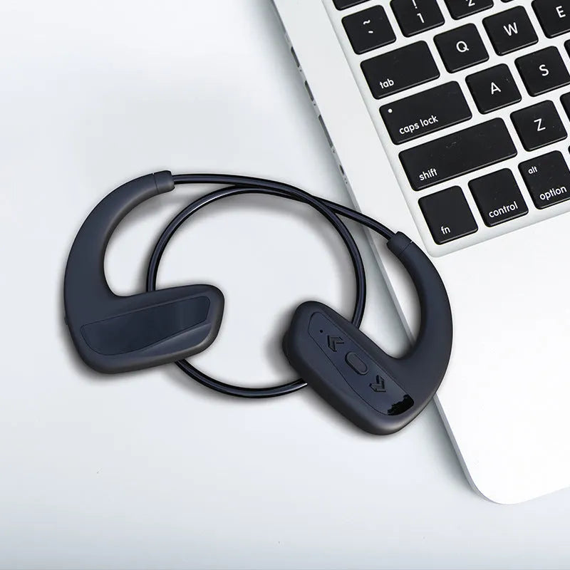 Suomijia black waterproof swimming headset with Bluetooth and MP3 player for aquatic sports